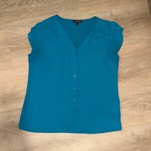 Express Women's Teal Button-Up Blouse